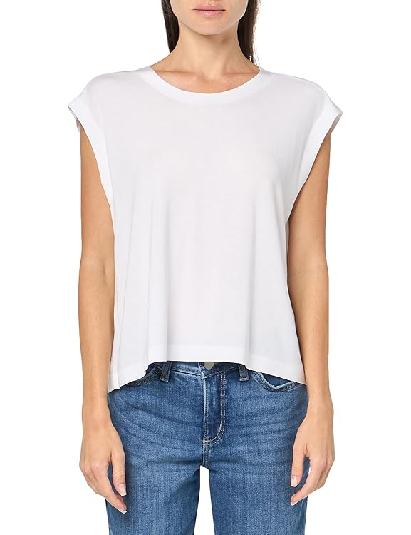 Norma Kamali Women's Sleeveless Boyfriend Cropped Crewneck Top