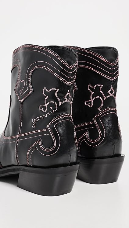 Ganni Women's Low Shaft Embroidered Western Boots