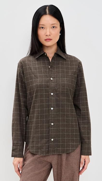 DONNI. Women's The Flannel Elbow Patch Shirt