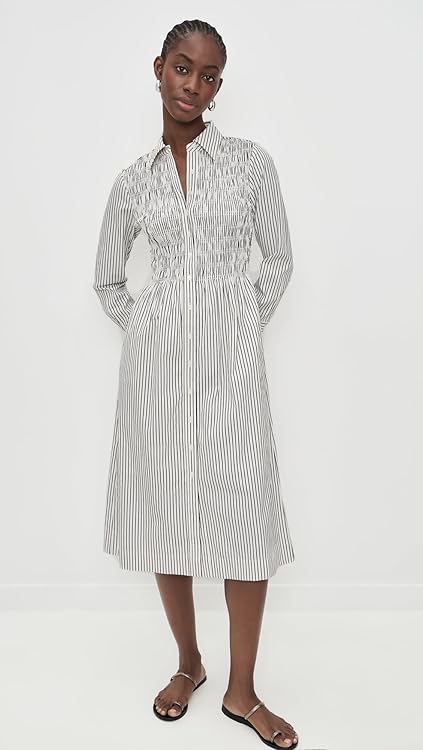 Madewell Women's Smocked Midi Shirt Dress