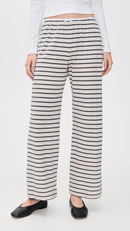 DONNI. Women's The Stripe Jersey Bow Simple Pants