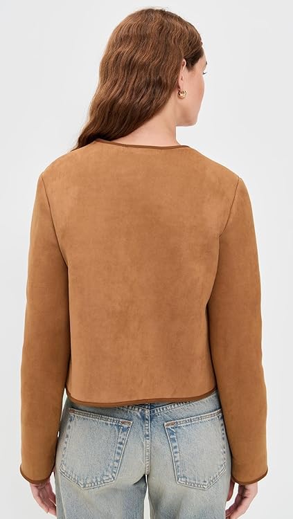 alice + olivia Women's Alma Faux Suede Teddy Jacket