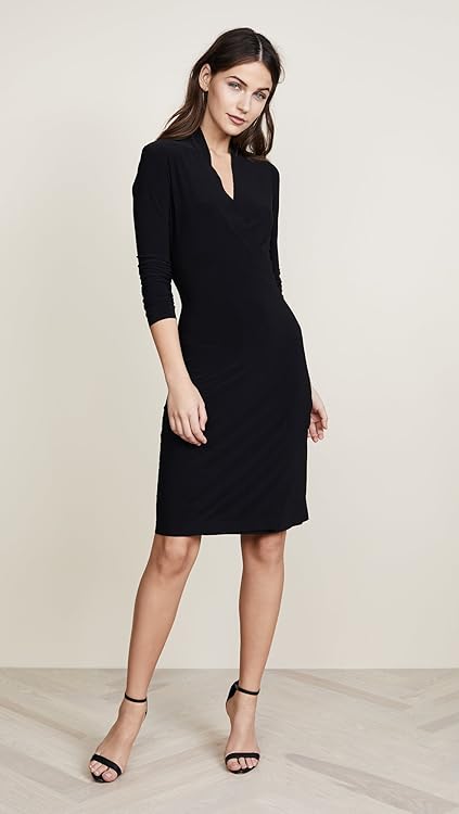 Norma Kamali Women's Long Sleeve Side Draped Dress