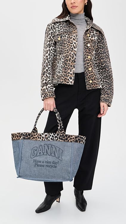 Ganni Women's Medium Trapeze Shopper Flock Reversible Tote