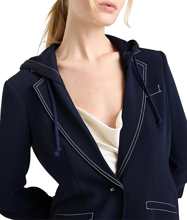 Cinq à Sept Women's Contrast Topstitch Hooded Khloe Blazer