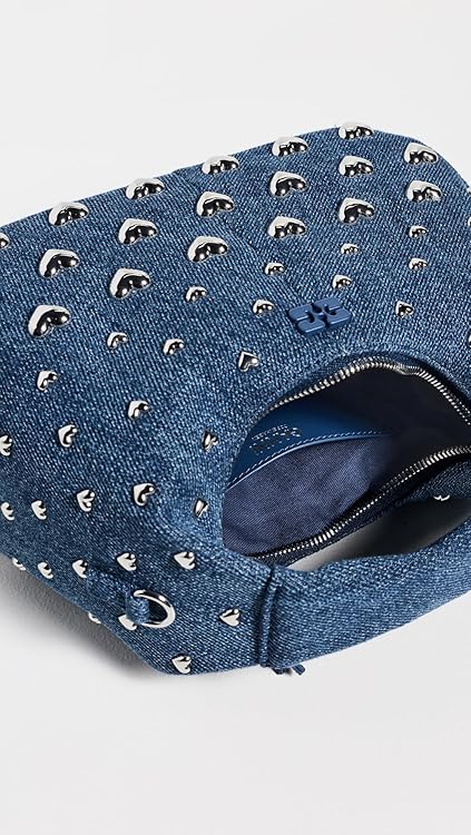 Ganni Women's Heart Stud Denim Mini Hobo Bag