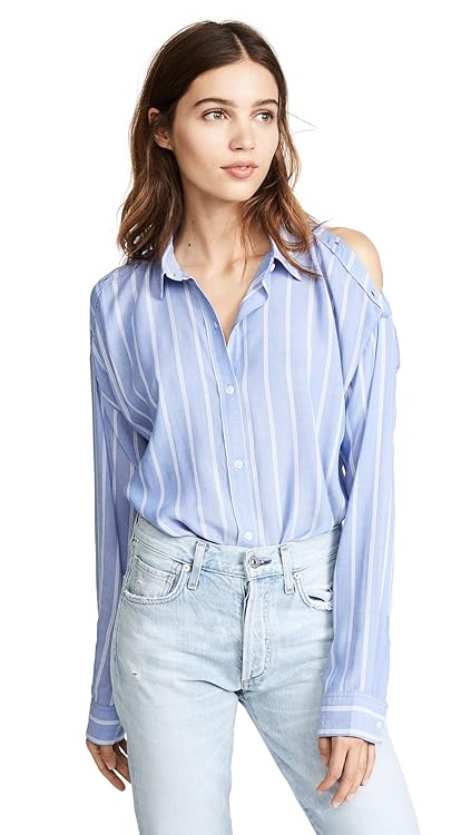 Rails Women's Josephine Button Down Shirt, White Stripe, Large