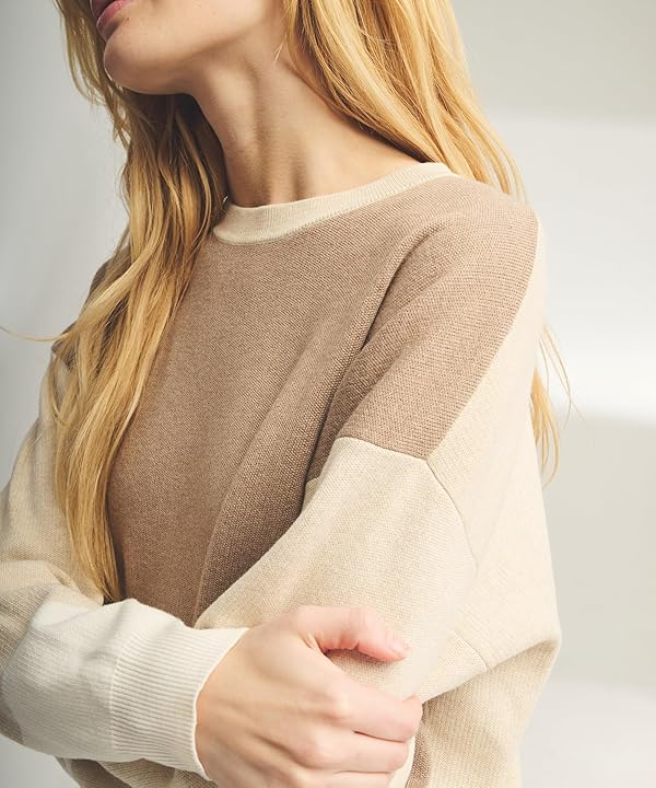 NAADAM Women's Cafe Cotton Cashmere Colorblock Sweatshirt