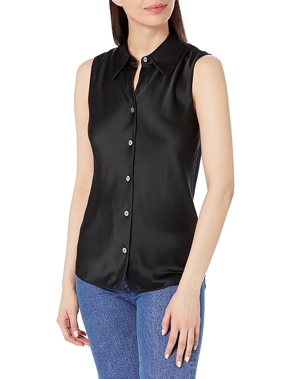 Vince Womens Sleevels Bias Shirt