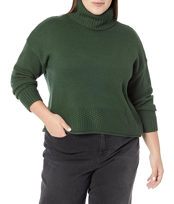 Madewell Plus Corsica Stitch Mix Turtleneck Deep Forest 3X