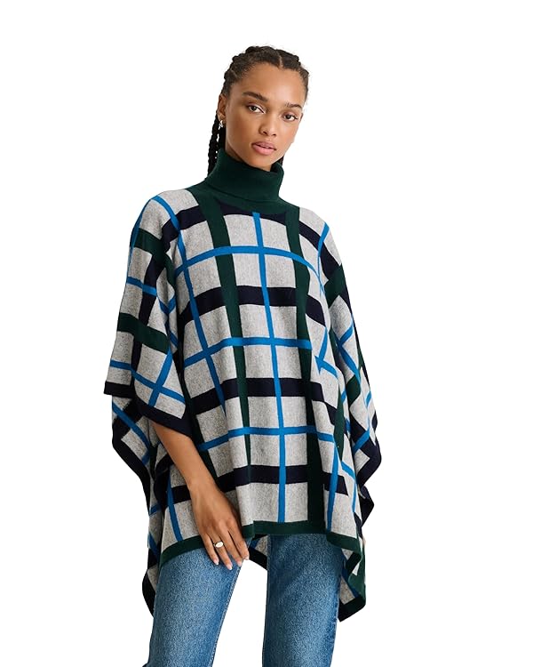 NAADAM womens Naadam Soft Plaid Jacquard Poncho