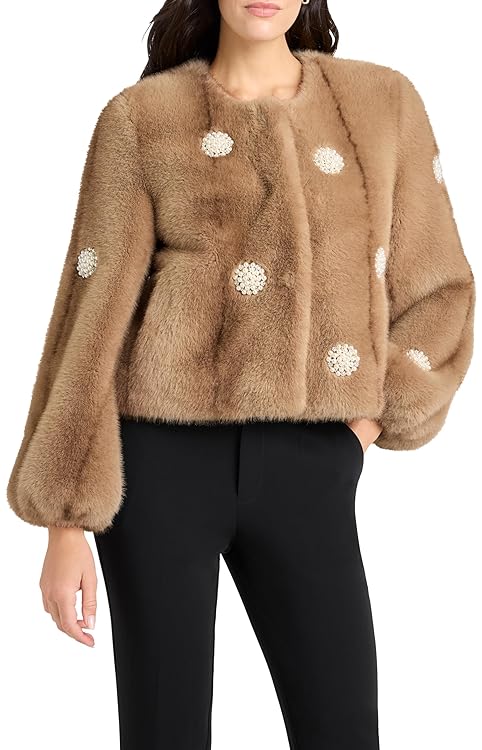 Cinq à Sept Women's Pearl Coral Bubbles Faux Mink Benson Coat