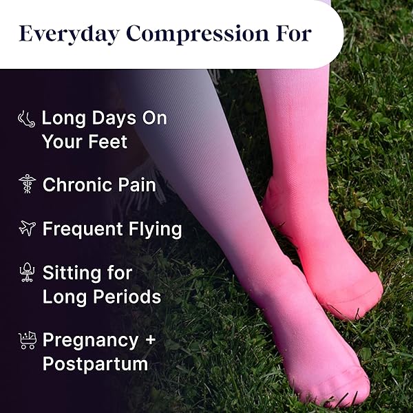 Comrad Nylon Knee High Socks - 20-30mmHg Firm Compression Socks - Soft & Breathable Support Socks