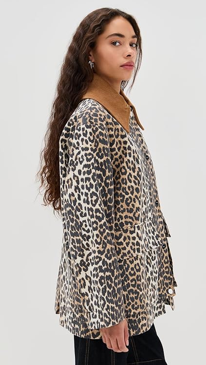 Ganni Women's Printed Canvas Midi Jacket