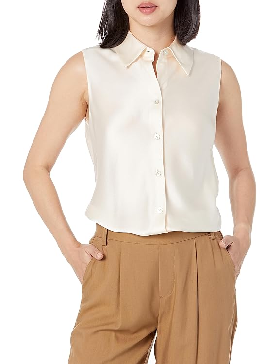 Vince Womens Sleevels Bias Shirt