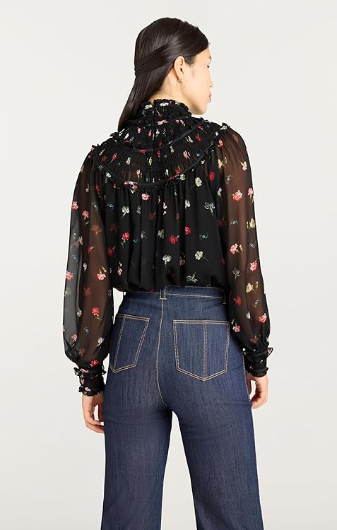 Cinq à Sept Women's Tumbling Carnations Leopold Top