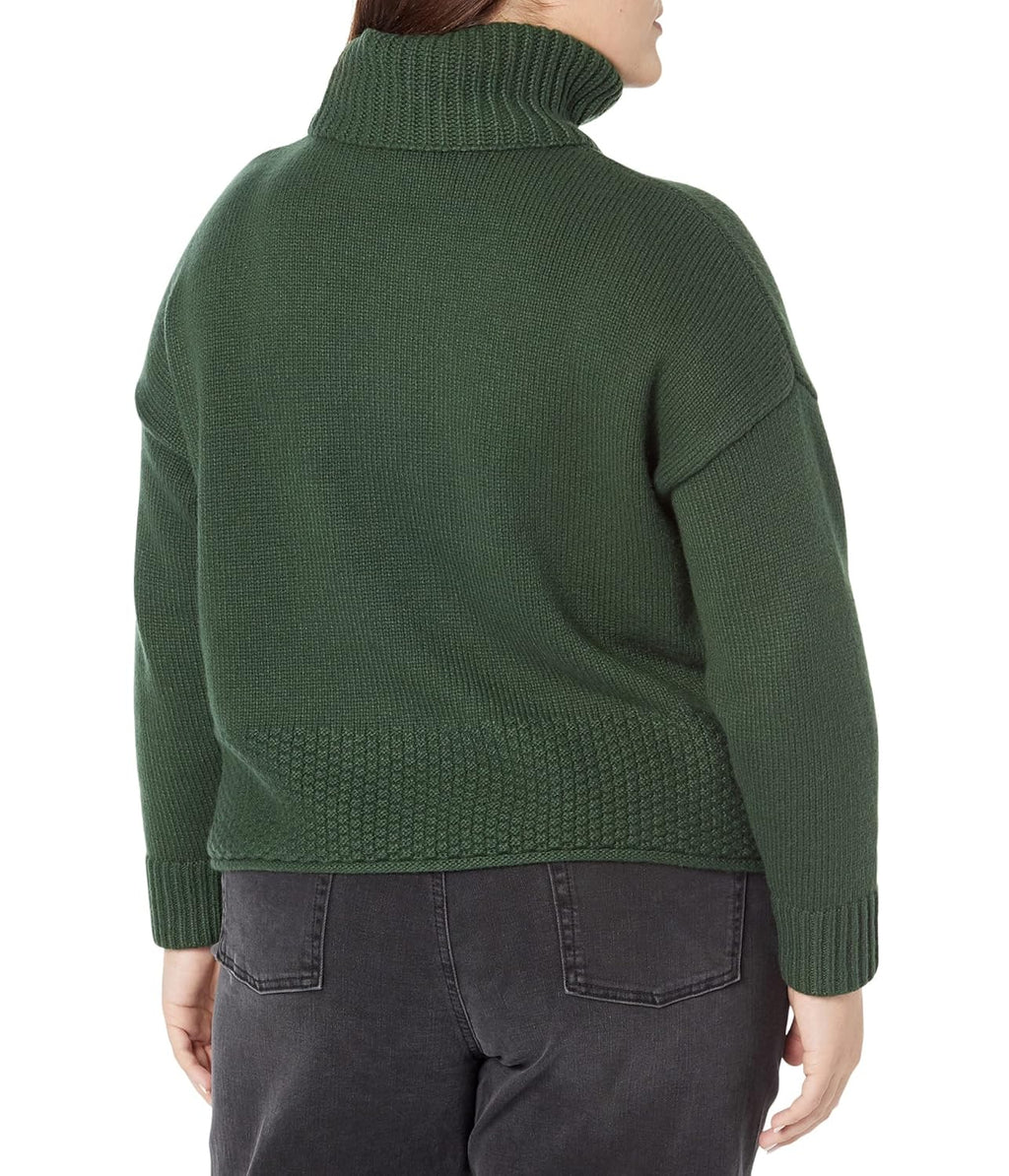 Madewell Plus Corsica Stitch Mix Turtleneck Deep Forest 3X