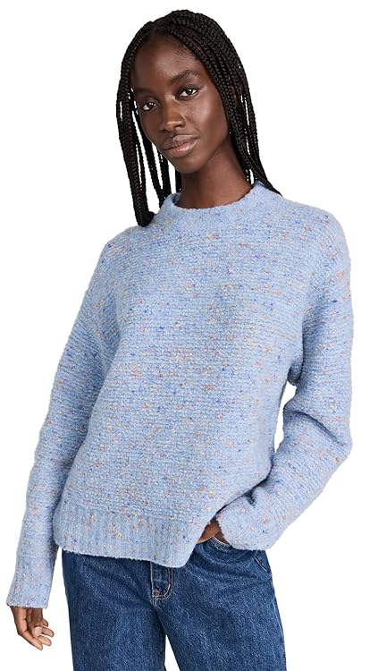 Theory Women's Boxy Mock Neck Tweed Boucle Sweater