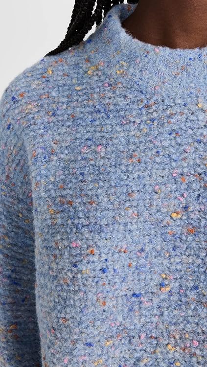 Theory Women's Boxy Mock Neck Tweed Boucle Sweater