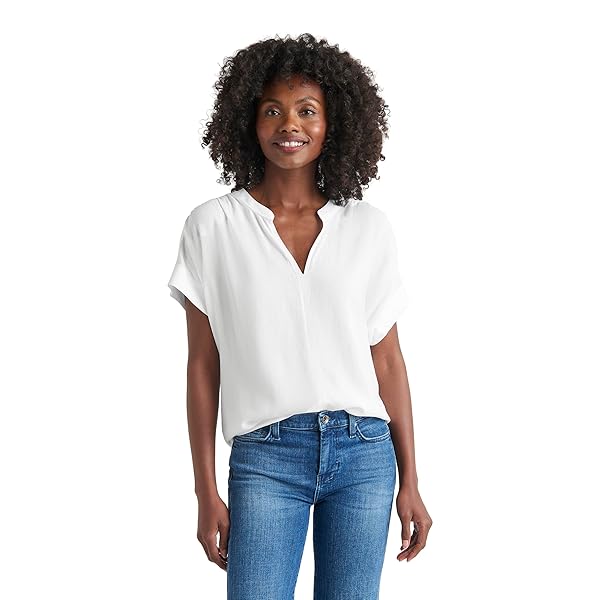 Splendid Women's Womens Wynne Crepe Short Cap Sleeve Blouse