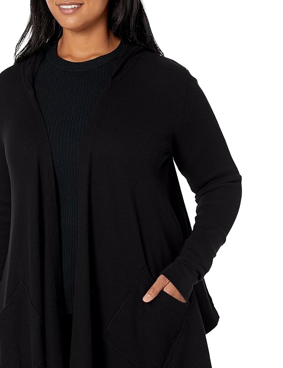Splendid Womens Thermal Wrap Hooded Cardigan