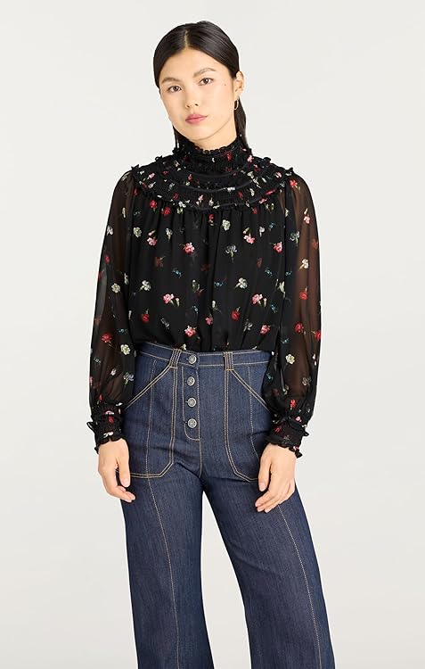 Cinq à Sept Women's Tumbling Carnations Leopold Top