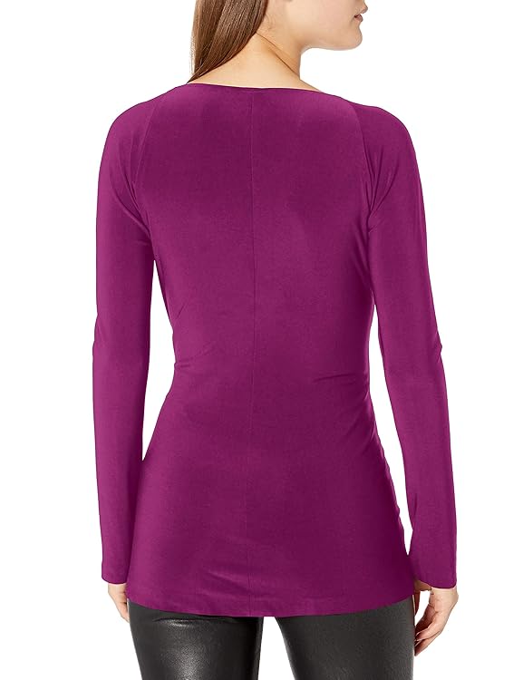 Norma Kamali Women's Long Sleeve Sweetheart Side Drape Top