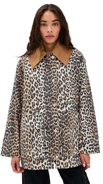 Ganni Women's Printed Canvas Midi Jacket