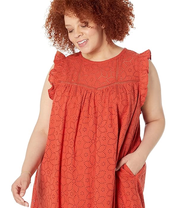 Madewell Plus Eyelet Ruffle-Sleeve Mini Dress