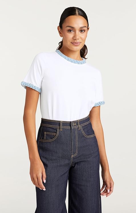 Cinq à Sept Women's Denim Braided Tee