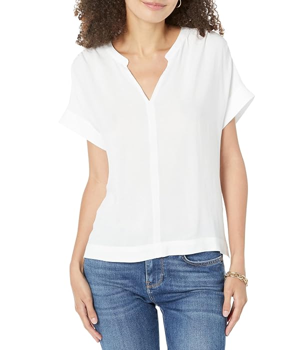 Splendid Women's Womens Wynne Crepe Short Cap Sleeve Blouse