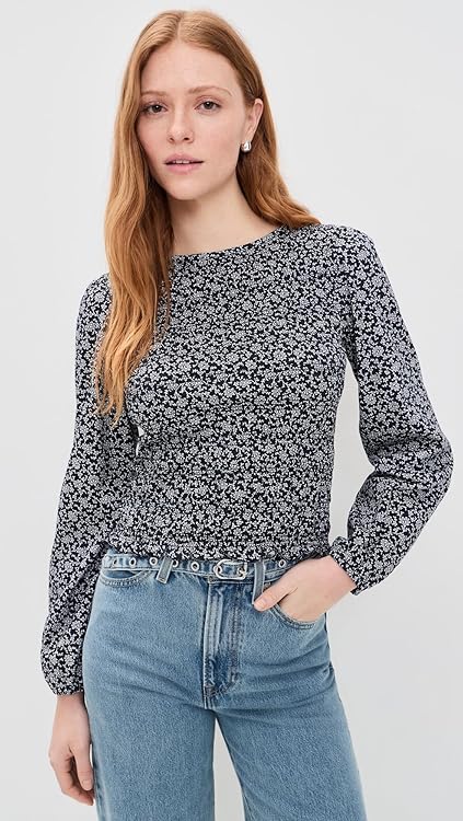Madewell Women's Smocked Boatneck Top