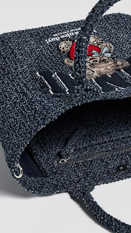 Ganni Women's Small Trapeze Shopper Bear Tweed Denim Tote