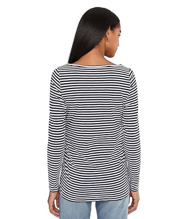 Madewell Women's Side Ruched Slub Long Sleeve Stripe