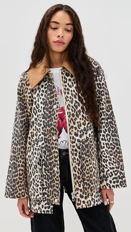 Ganni Women's Printed Canvas Midi Jacket