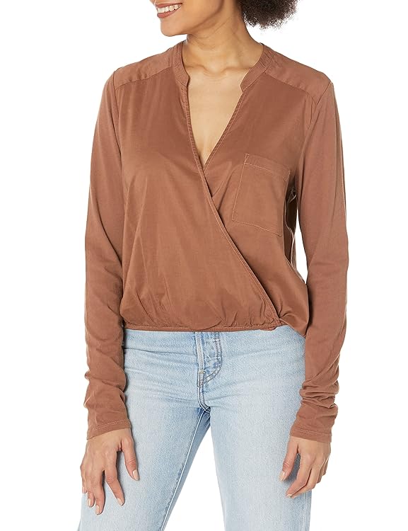 Splendid Women's Long Sleeve Paige Surplice Blouse Shirt
