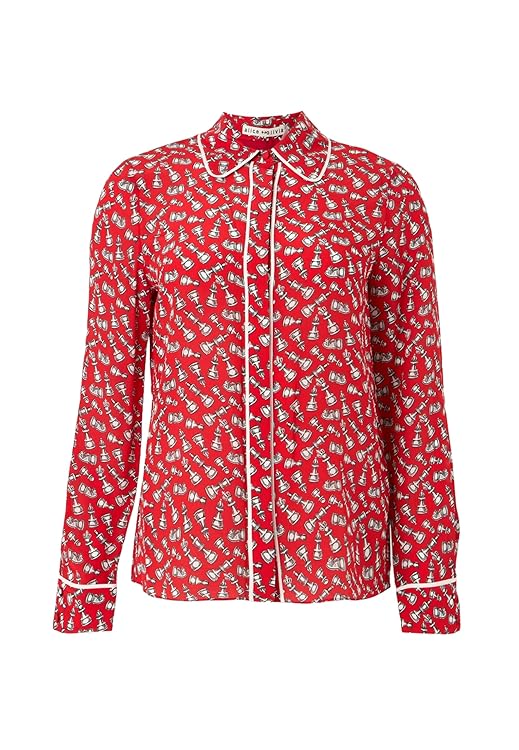 Alice + Olivia Women's Willa Placket Top with Piping Detail