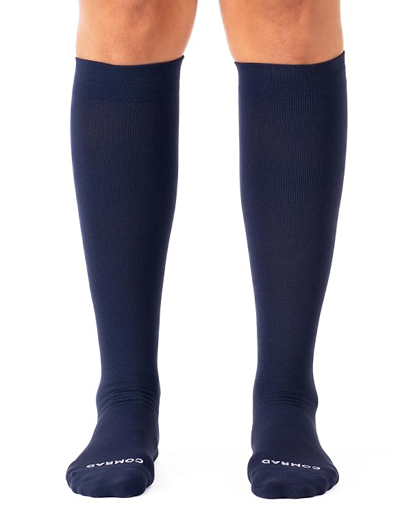 Comrad Nylon Knee High Socks - 15-20mmHg Graduated Compression Socks - Soft & Breathable Support Unisex Socks