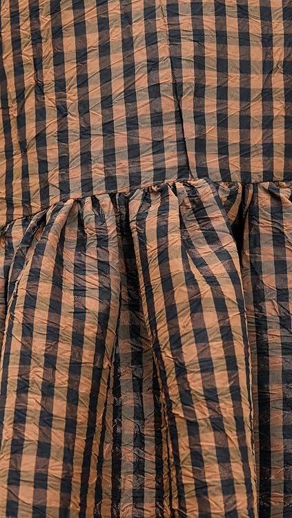 Ganni Women's Crinkled Taffeta Check Long Dress